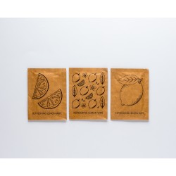Toallitas biodegradables de limón y sobre de papel kraft - ToallitasRefrescantes.com
